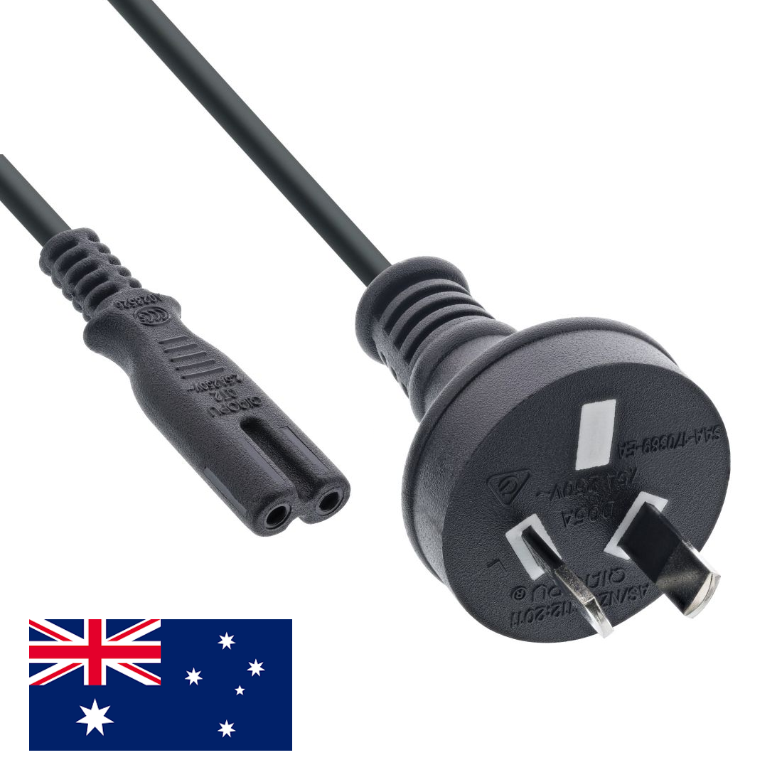 Stromkabel für AUSTRALIEN mit 2-poligem Euro-8-Stecker 180cm