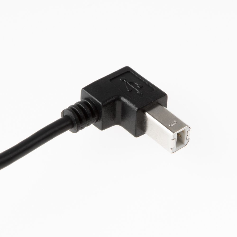 USB 2.0 Kabel mit extra kleinem B-Winkelstecker 90° NACH UNTEN 30cm
