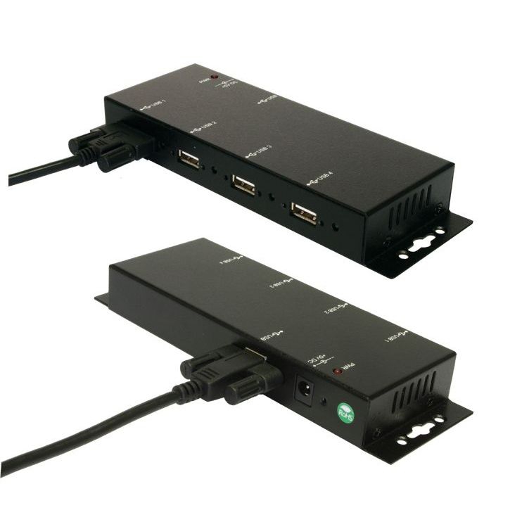 USB 2.0 Hub 4 Ports Industrieversion Metallgehäuse, inkl. Netzteil, EXSYS