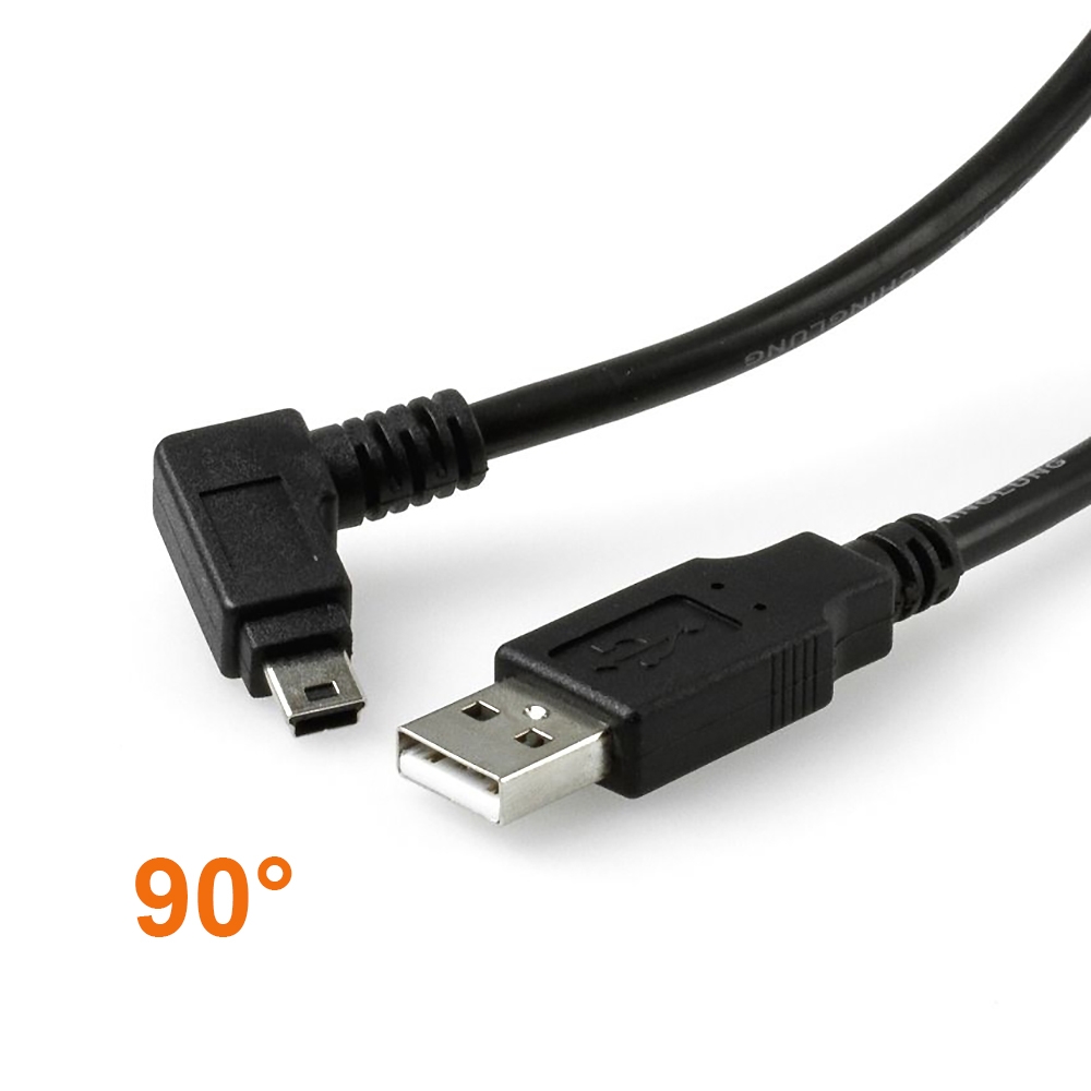 USB 2.0 Kabel mit Mini-B-Stecker WINKEL RECHTS, UL-Kabelmaterial, 2m