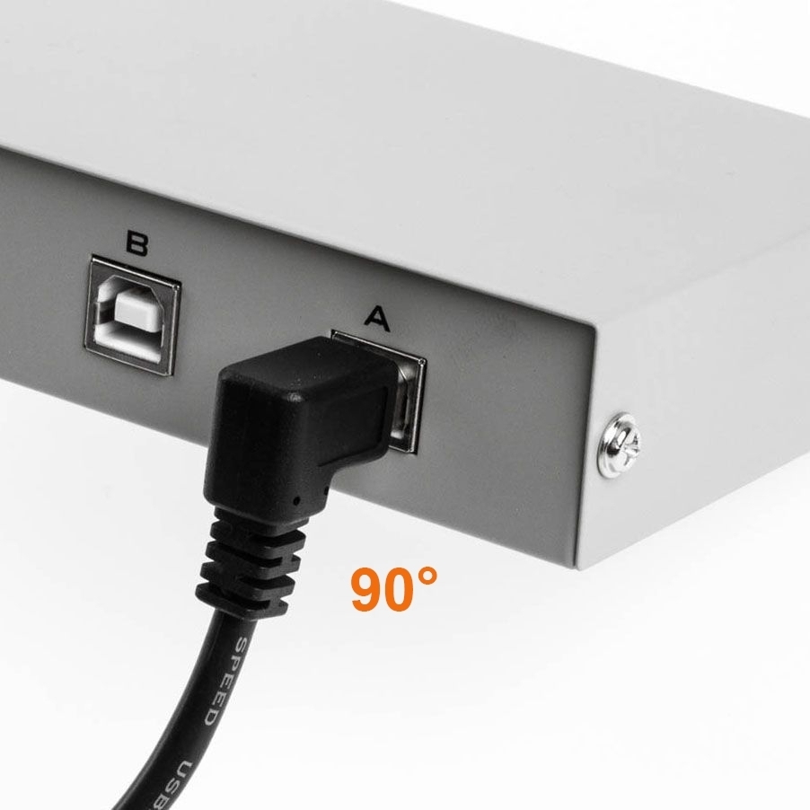 USB 2.0 Kabel mit extra kleinem B-Winkelstecker 90° NACH UNTEN 30cm