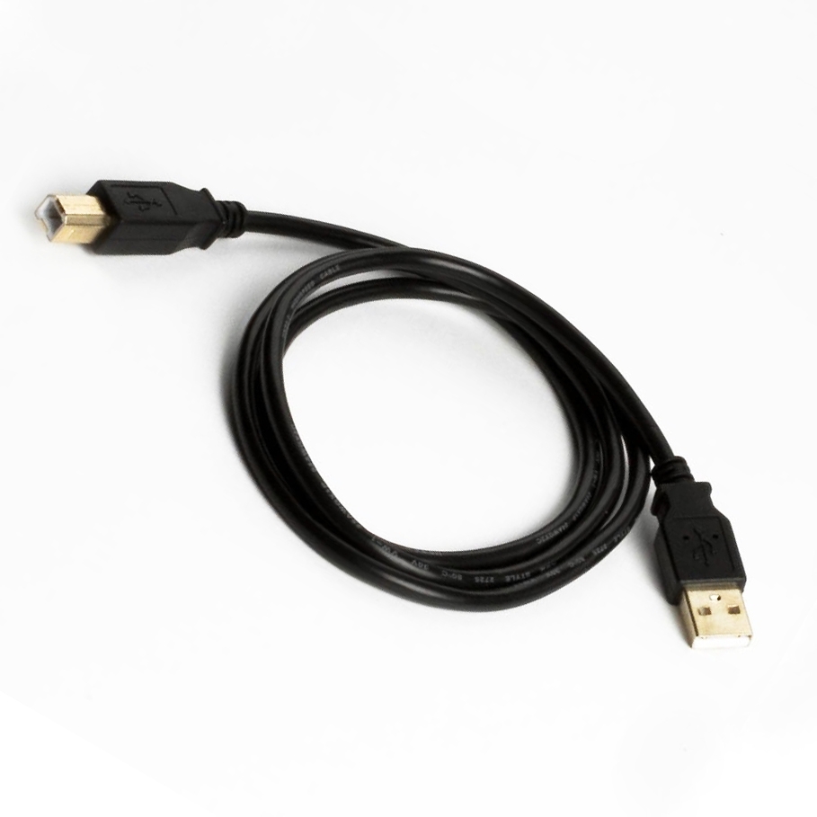 USB 2.0 Kabel AB PREMIUM-Qualität, vergoldete Stecker, schwarz, 1m