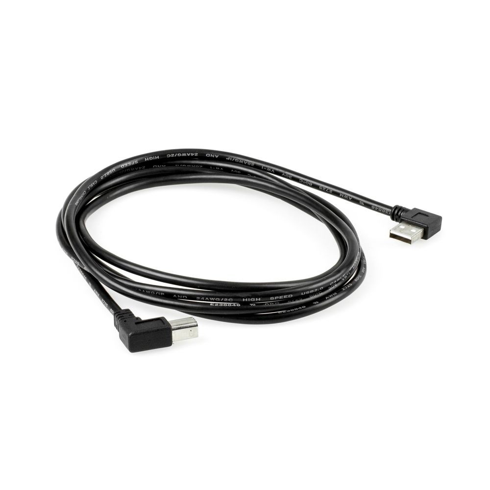 USB 2.0 Kabel AB, Stecker A LINKS gewinkelt, B LINKS gewinkelt, 2m