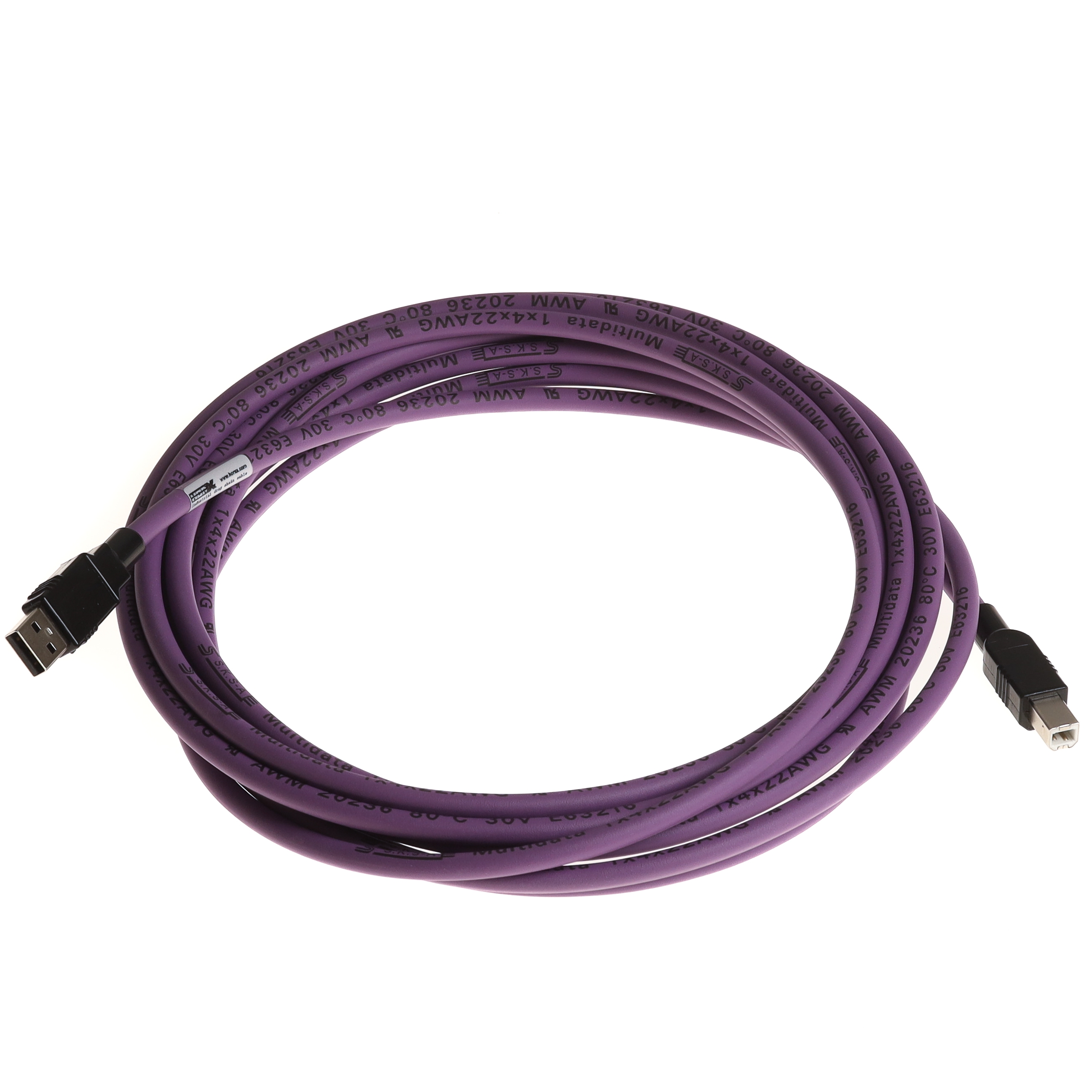 USB 2.0 Kabel PUR für Industrie u. Schleppkette, Typ A auf B, 5m