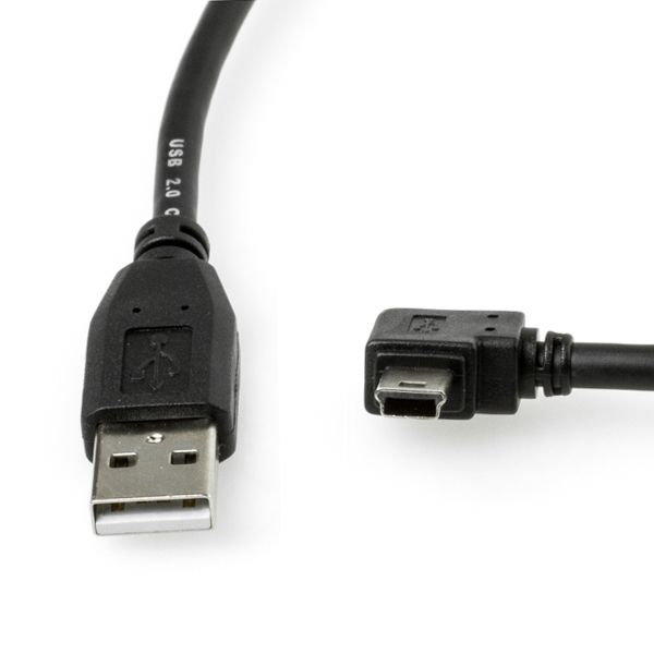 Abgewinkeltes MINI-USB-Kabel: USB A auf Mini B WINKEL RECHTS 1m