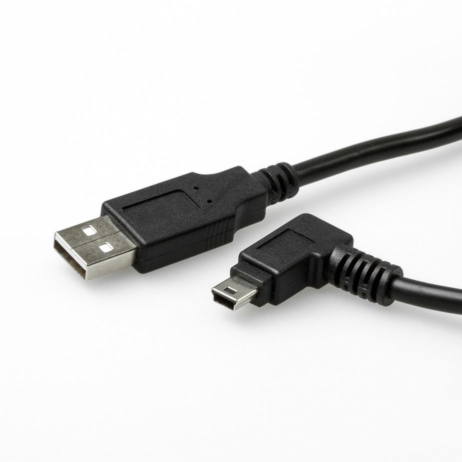USB 2.0 Kabel mit Mini-B-Stecker WINKEL RECHTS, UL-Kabelmaterial, 1m